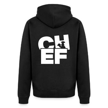 Beruf Arbeit - Koch - Unisex Premium Bio Zip Hoodie - Schwarz - Hinten - Nico (187cm)