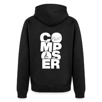 Beruf Job Arbeit - Komponist - Unisex Premium Bio Zip Hoodie - Schwarz - Hinten - Nico (187cm)