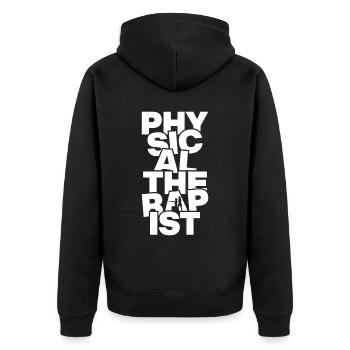 Beruf - Physiotherapeut - Unisex Premium Bio Zip Hoodie - Schwarz - Hinten - Nico (187cm)