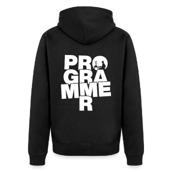 Programmierberuf Job - Programmierer - Unisex Premium Bio Zip Hoodie - Schwarz - Hinten - Nico (187cm)