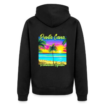 Punta Cana République dominicaine - Veste à capuche bio Premium Unisexe - noir - Dos - Nico (187cm)
