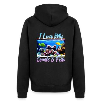 Salzwasseraquarium Korallen Fische - Unisex Premium Bio Zip Hoodie - Schwarz - Hinten - Nico (187cm)