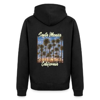 Santa Monica California - Unisex Premium Bio Zip Hoodie - Schwarz - Hinten - Nico (187cm)