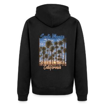 Santa Monica California - Unisex Premium Bio Zip Hoodie - Schwarz - Hinten - Nico (187cm)