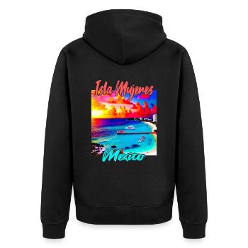 Isla Mujeres Mexico - Unisex Premium Organic Zip Hoodie - black - Back - Nico (187cm)