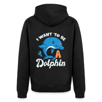 Je veux être un dauphin - Veste à capuche bio Premium Unisexe - noir - Dos - Nico (187cm)