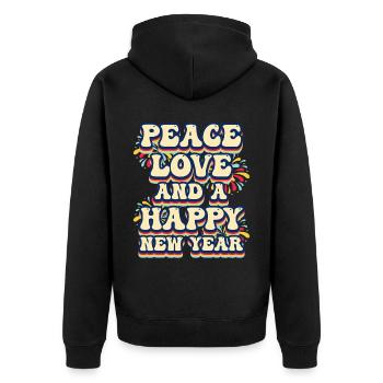Réveillon du Nouvel An, Paix, Amour, Bonne Année - Veste à capuche bio Premium Unisexe - noir - Dos - Nico (187cm)