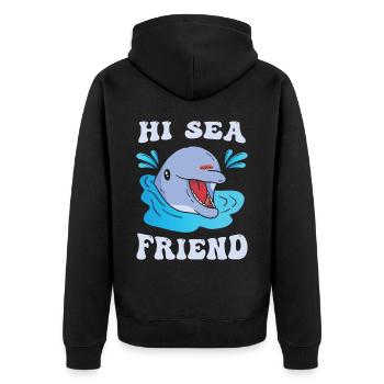 Niedlicher Delfin - Unisex Premium Bio Zip Hoodie - Schwarz - Hinten - Nico (187cm)
