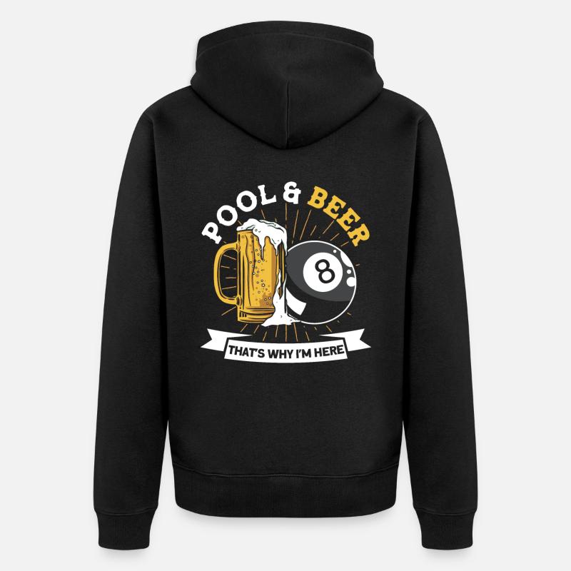 Billard Geschenkidee Billardspieler Pool Snooker - Unisex Premium Bio Zip Hoodie - Schwarz