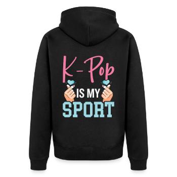 K-Pop ist mein Sport - Unisex Premium Bio Zip Hoodie - Schwarz - Hinten - Nico (187cm)