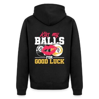 Billard Geschenkidee Billardspieler Pool Snooker - Unisex Premium Bio Zip Hoodie - Schwarz - Hinten - Nico (187cm)