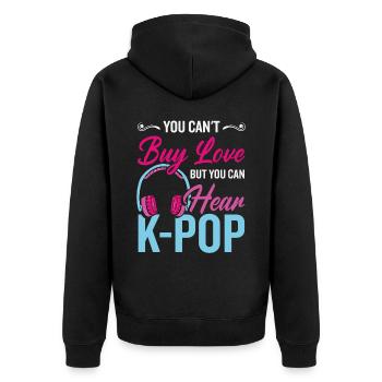 Liebe K-Pop - Unisex Premium Bio Zip Hoodie - Schwarz - Hinten - Nico (187cm)