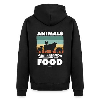 lustiger Spruch für Veganer - Unisex Premium Bio Zip Hoodie - Schwarz - Hinten - Nico (187cm)