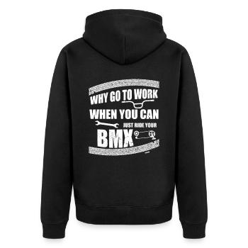 BMX Arbeit Beruf Leidenschaft Hobby - Unisex Premium Bio Zip Hoodie - Schwarz - Hinten - Nico (187cm)