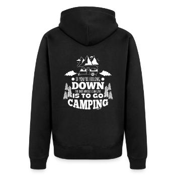Camping Urlaub Erholung Natur Ferien Geschenk - Unisex Premium Bio Zip Hoodie - Schwarz - Hinten - Nico (187cm)