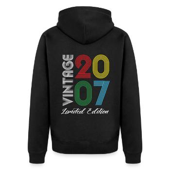 Millésime 2007 Vintage Anniversaire Rétro Vintage - Veste à capuche bio Premium Unisexe - noir - Dos - Nico (187cm)