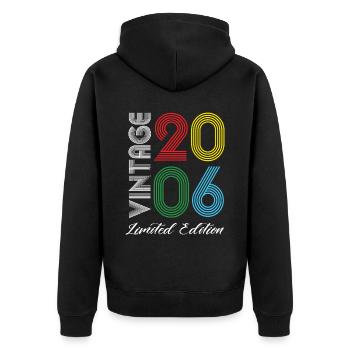 Millésime 2006 Vintage Anniversaire Rétro Vintage - Veste à capuche bio Premium Unisexe - noir - Dos - Nico (187cm)