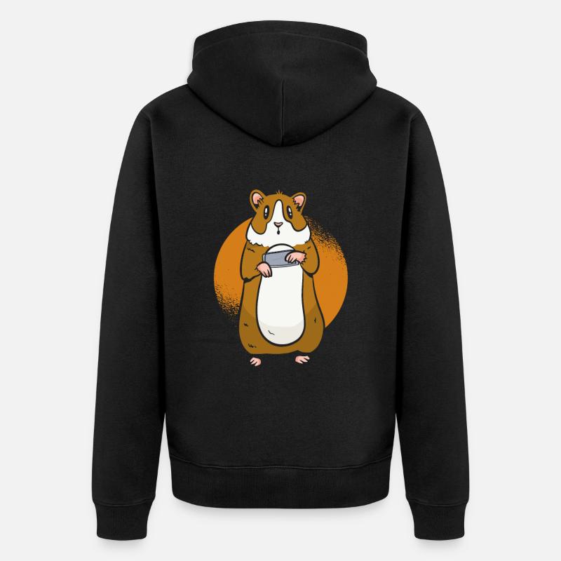 Hamster Harmonica - Harmonica Player - Unisex Premium Organic Zip Hoodie - black
