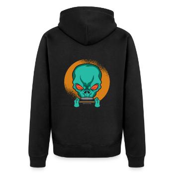 Alien harmonica - harmonica player Musician - Unisex Premium Organic Zip Hoodie - black - Back - Nico (187cm)