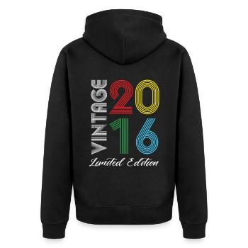 Millésime 2016 Vintage Anniversaire Rétro Vintage - Veste à capuche bio Premium Unisexe - noir - Dos - Nico (187cm)