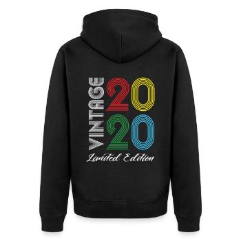 Vintage 2020 Vintage Geburtstag Retro Vintage - Unisex Premium Bio Zip Hoodie - Schwarz - Hinten - Nico (187cm)