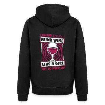 Wein Winzer Mädchen - Unisex Premium Bio Zip Hoodie - Schwarz - Hinten - Nico (187cm)