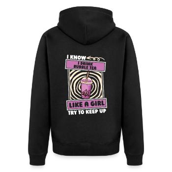 Bubble Tea Boba Girl - Unisex Premium Organic Zip Hoodie - black - Back - Nico (187cm)