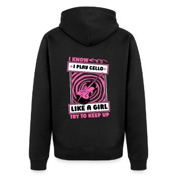 Cello Cellist Girl - Unisex Premium Organic Zip Hoodie - black - Back - Nico (187cm)