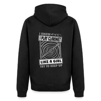 Klarinette Klarinettist Humor - Unisex Premium Bio Zip Hoodie - Schwarz - Hinten - Nico (187cm)