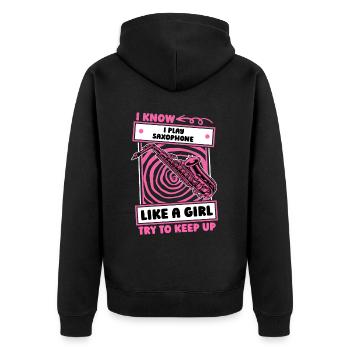 Saxophone Saxophone Girl - Unisex Premium Organic Zip Hoodie - black - Back - Nico (187cm)