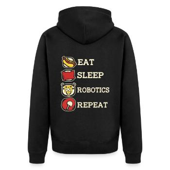 Robotik Ai Roboter Eat. Sleep. Robotics. Repeat. - Unisex Premium Bio Zip Hoodie - Schwarz - Hinten - Nico (187cm)