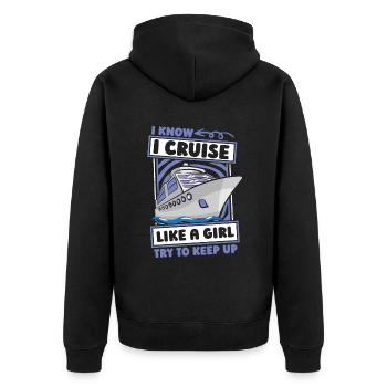 Kreuzfahrtschiff Mädchen - Unisex Premium Bio Zip Hoodie - Schwarz - Hinten - Nico (187cm)