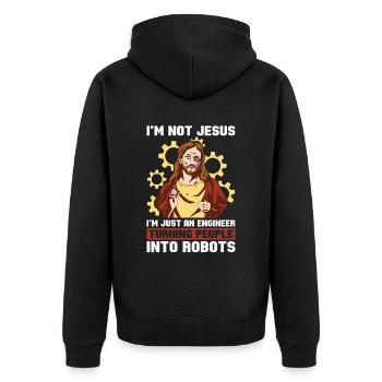 Robotik Ai Roboter Sarkasmus - Unisex Premium Bio Zip Hoodie - Schwarz - Hinten - Nico (187cm)