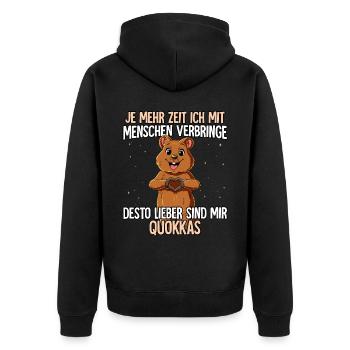 Quokka - Unisex Premium Bio Zip Hoodie - Schwarz - Hinten - Nico (187cm)