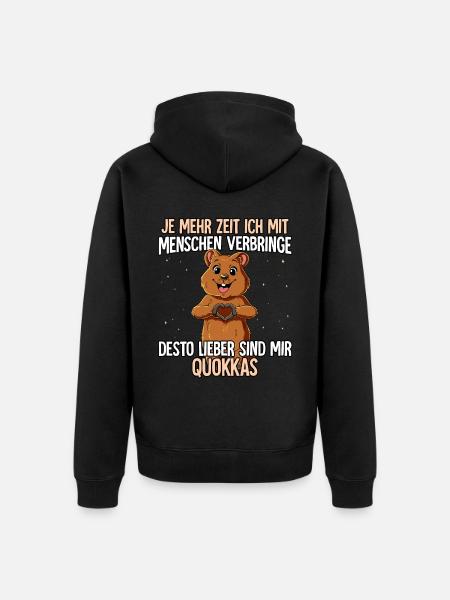 Quokka - Unisex Premium Bio Zip Hoodie - Schwarz
