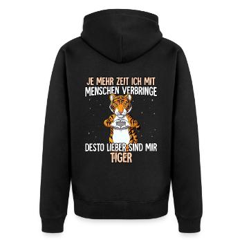 Tiger - Unisex Premium Bio Zip Hoodie - Schwarz - Hinten - Nico (187cm)
