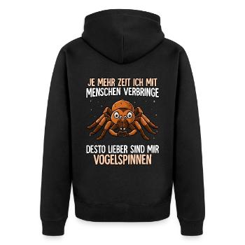 Vogelspinne - Unisex Premium Bio Zip Hoodie - Schwarz - Hinten - Nico (187cm)