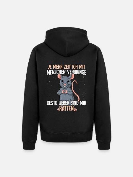 Ratte - Unisex Premium Bio Zip Hoodie - Schwarz