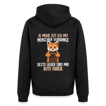 Roter Panda - Unisex Premium Bio Zip Hoodie - Schwarz - Hinten - Nico (187cm)
