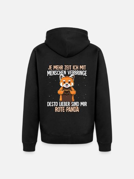 Roter Panda - Unisex Premium Bio Zip Hoodie - Schwarz