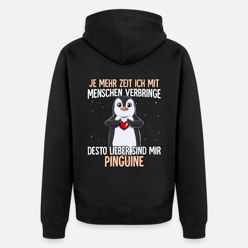 Pinguin - Unisex Premium Bio Zip Hoodie - Schwarz