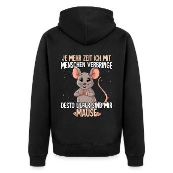 Maus - Unisex Premium Bio Zip Hoodie - Schwarz - Hinten - Nico (187cm)
