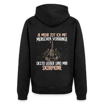 Skorpion - Unisex Premium Bio Zip Hoodie - Schwarz - Hinten - Nico (187cm)