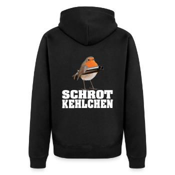 Schrotkehlchen Meme Vogel Rotkelhlchen - Unisex Premium Bio Zip Hoodie - Schwarz - Hinten - Nico (187cm)