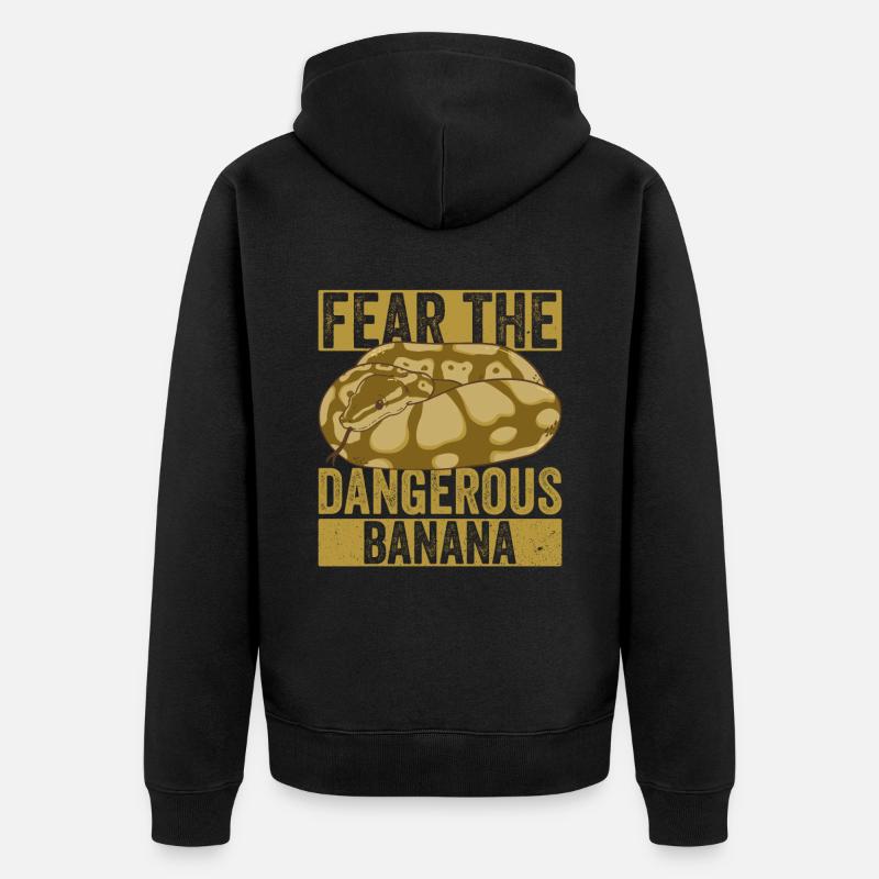 Banane Königspython - Unisex Premium Bio Zip Hoodie - Schwarz