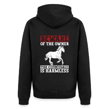Clydesdale Reiter Pferd - Veste à capuche bio Premium Unisexe - noir - Dos - Nico (187cm)