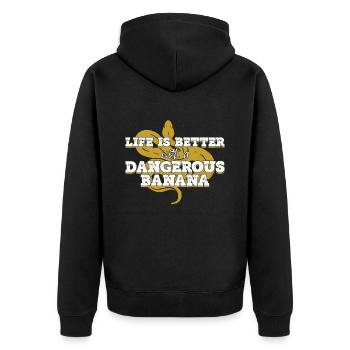 Banana Ball Python Königspython - Unisex Premium Organic Zip Hoodie - black - Back - Nico (187cm)