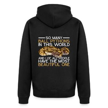 Banana Königspython - Unisex Premium Organic Zip Hoodie - black - Back - Nico (187cm)