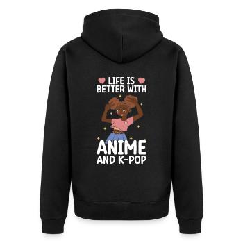 Anime K-Drama - Veste à capuche bio Premium Unisexe - noir - Dos - Nico (187cm)