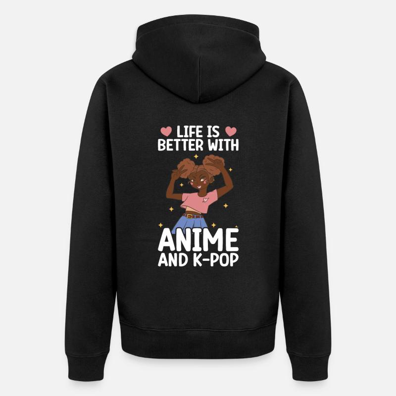 Anime K-Drama - Veste à capuche bio Premium Unisexe - noir